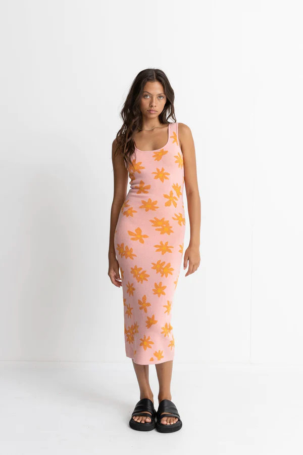 Rhythm Marley Knit Midi Dress - Pink