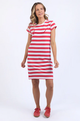 Foxwood Signature Stripe Tee Dress - Cayenne White Stripe