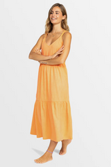 Roxy Waiting Line Tiered Dress - PAPAYA