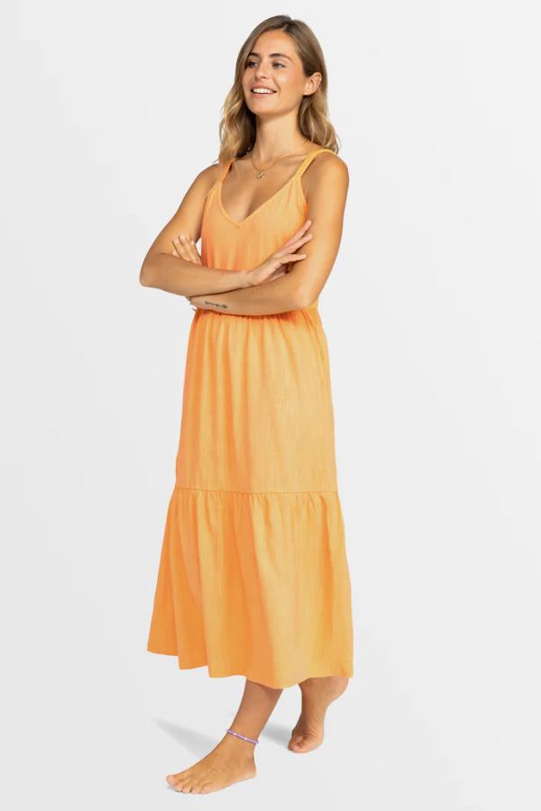 Roxy Waiting Line Tiered Dress - PAPAYA