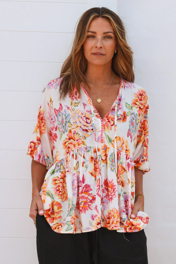 Isabella Dreamcatcher Lilibet Top (MO3487) - SUNBURST FLORAL