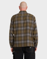 Billabong Script Flannel Mens Check Shirt - OLIVE