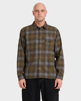 Billabong Script Flannel Mens Check Shirt - OLIVE