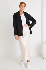 Ivy & Jack Cooper Crepe Boyfriend Semi Fitted Blazer - Black