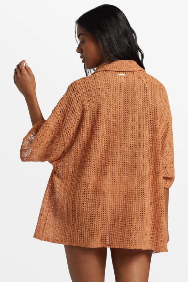 Billabong Largo Loose Knit Overshirt - TOFFEE