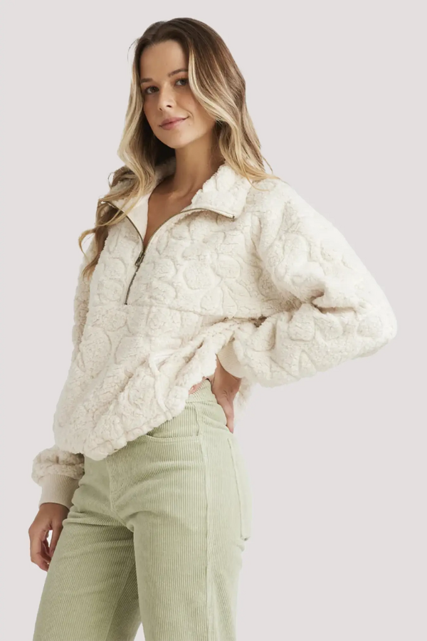 Billabong Fireside Cozy Half Zip Crew Whitecap