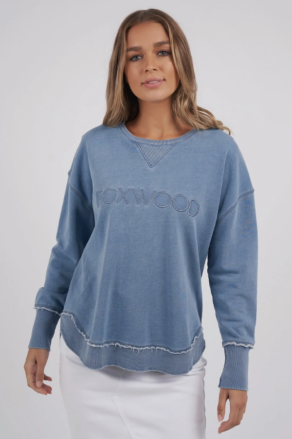 Foxwood Washed Simplified Crew - Light Blue