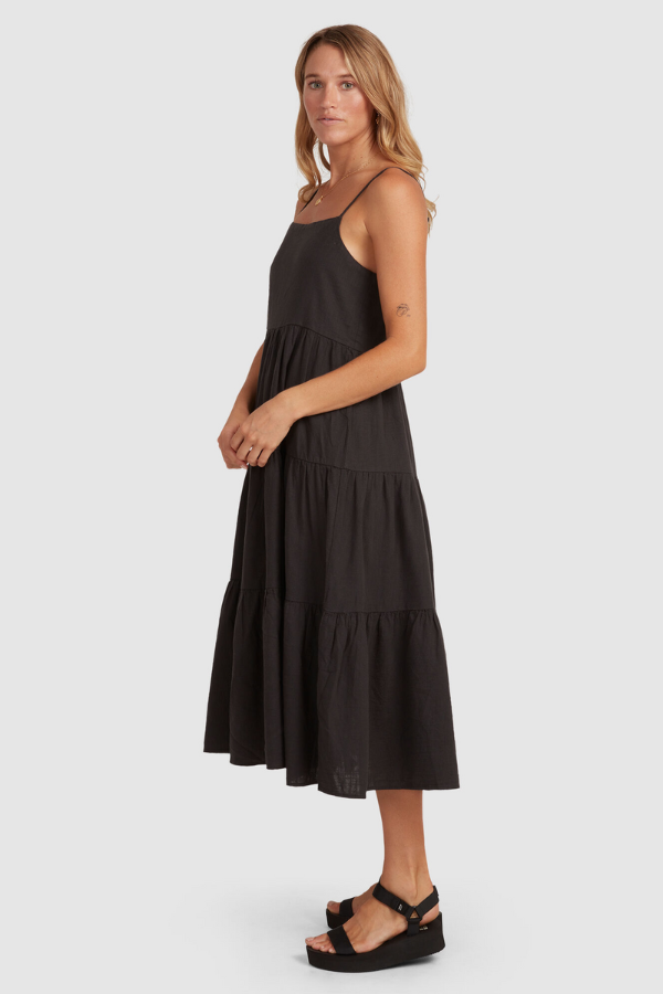 Billabong Lost Love Dress Tiered - BLACK