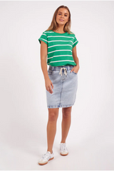 Foxwood Manly Stripe Tee - Green/White