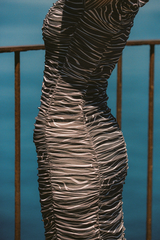 Charlie Holiday Valentina Ruched Dress - Retro Zebra