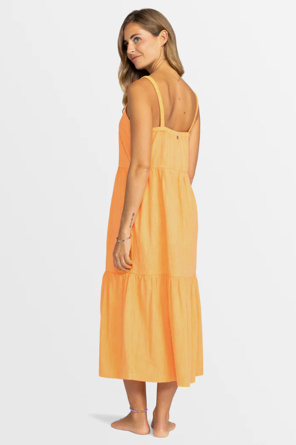 Roxy Waiting Line Tiered Dress - PAPAYA