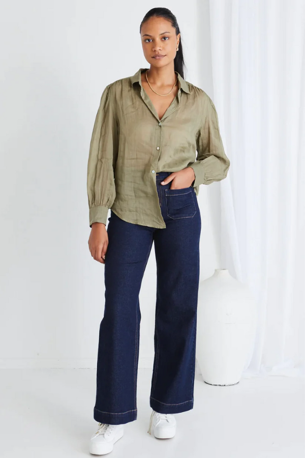 Ivy + Jack Lifted Light Linen L/S Shirt - Khaki