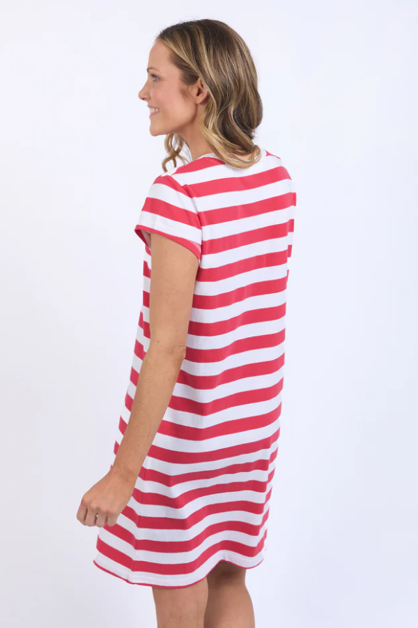 Foxwood Signature Stripe Tee Dress - Cayenne White Stripe