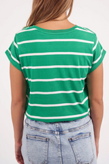 Foxwood Manly Stripe Tee - Green/White