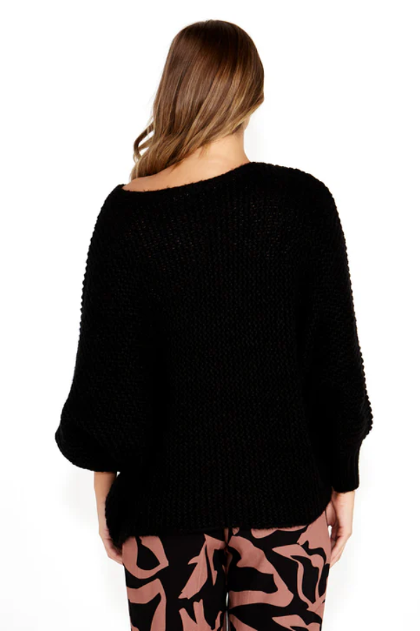 Sass Belinda Chunky Cable Knit - BLACK