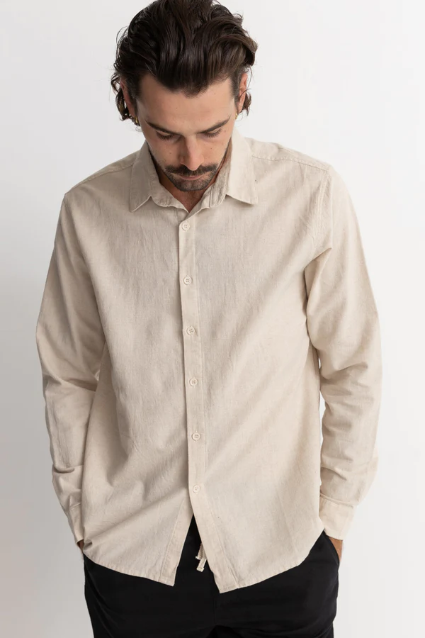 Rhythm Classic Linen LS Shirt - White
