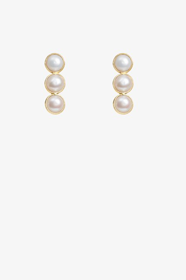 Antler Triple Pearl Drop Earrings