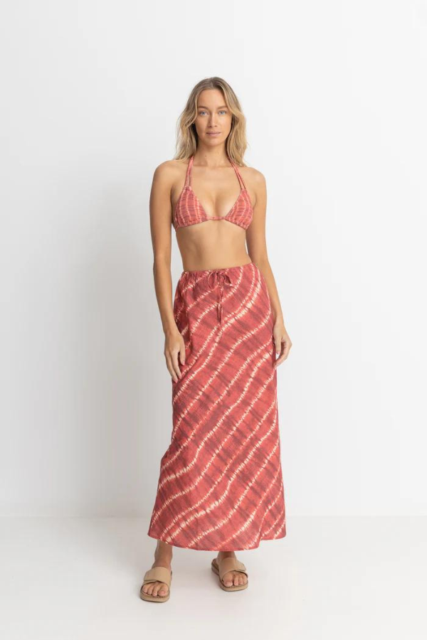 Rhythm Sahara Tie Dye Bias Cut Maxi Skirt - RED