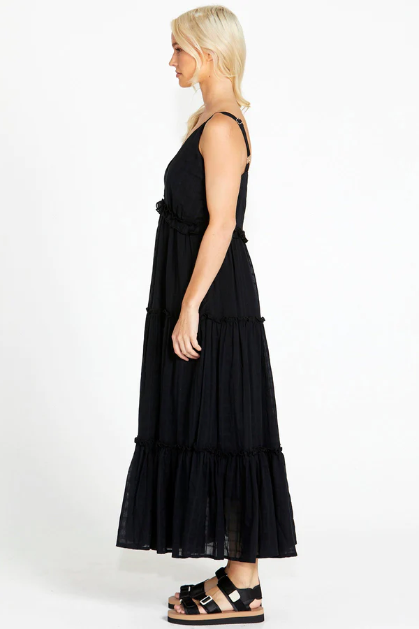 Sass Ruby Tiered Midi Dress - Black
