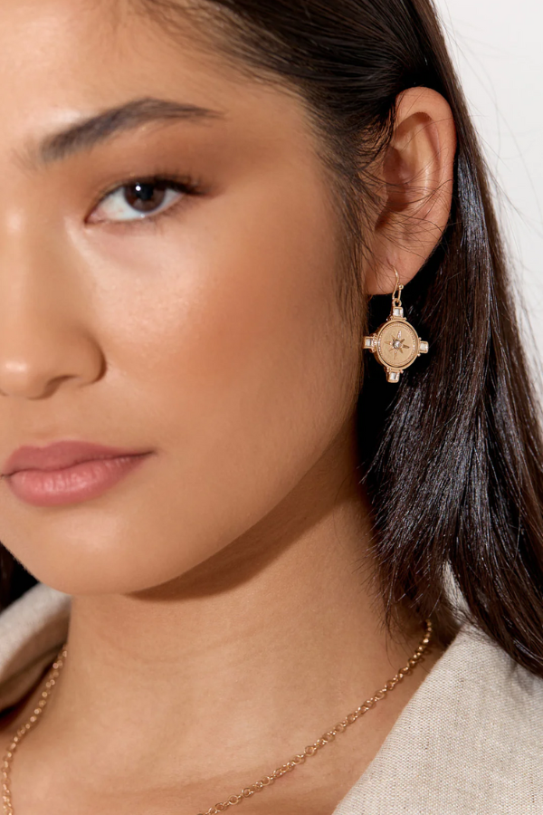 Adorne Diamante Star Charm Hook Earrings