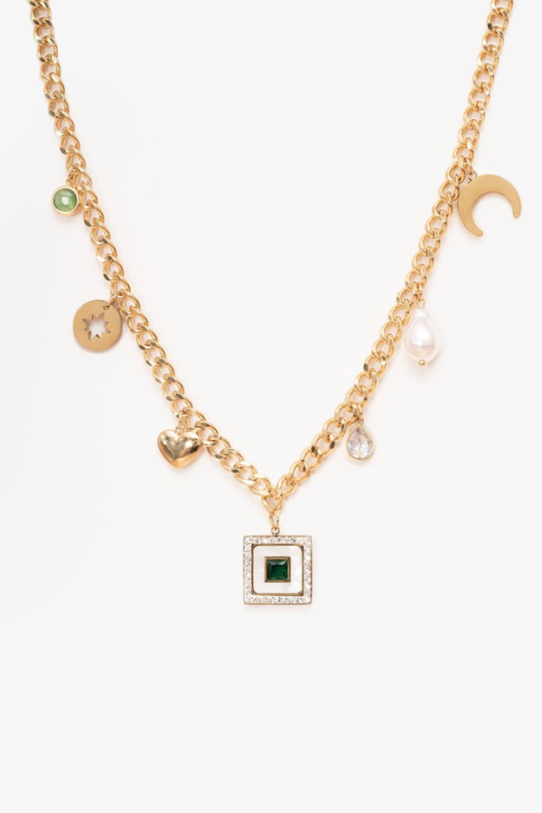 Antler Heart & Pearl Necklace - Gold