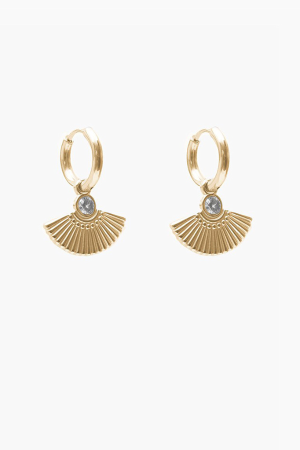 Antler Gold Fan Huggie Earrings