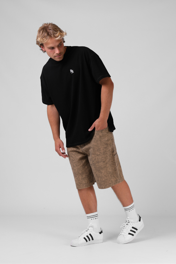 RPM Oversized Sanded Mens Tee - BLACK