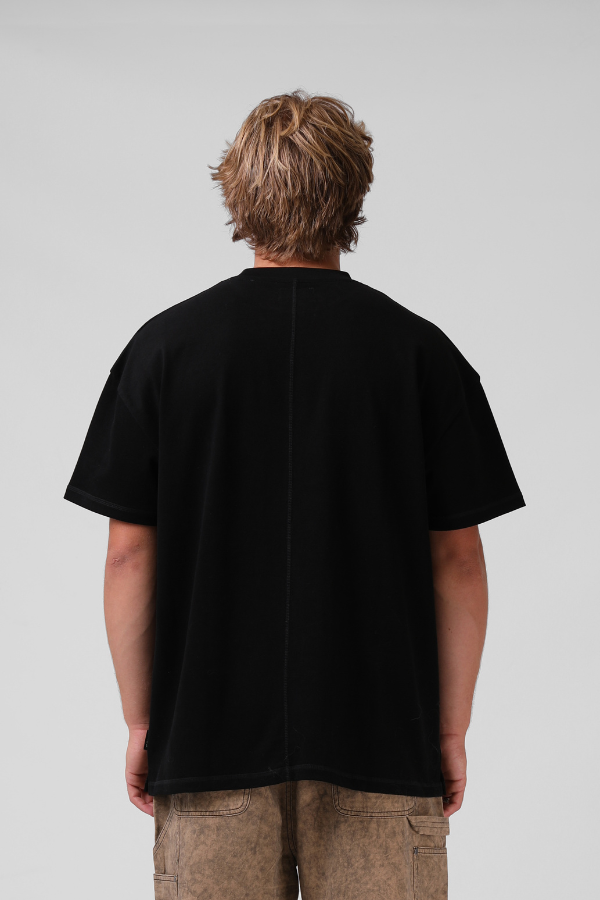 RPM Oversized Sanded Mens Tee - BLACK