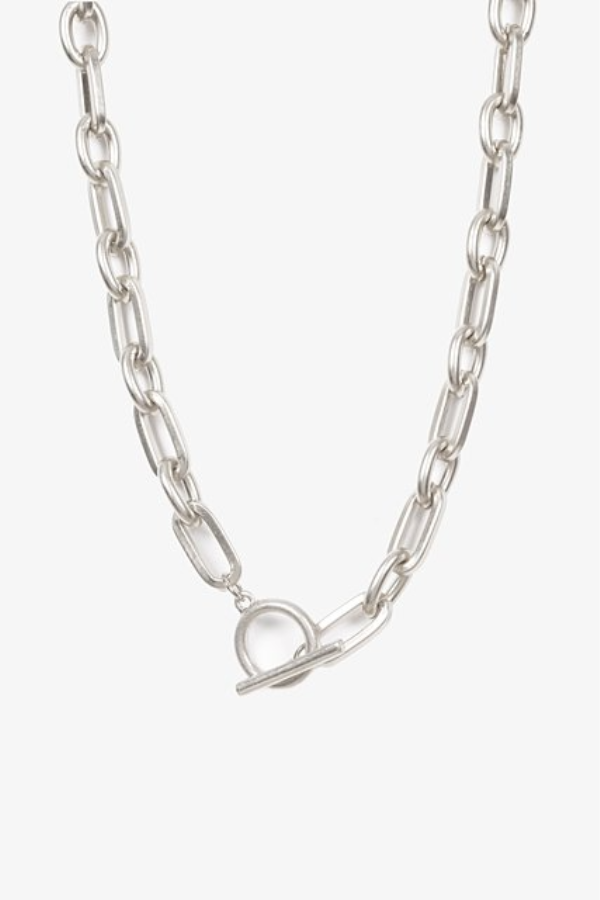 Antler Heavy Link Fob Chain Necklace - Silver