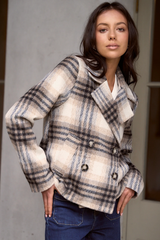 Among The Brave Rider Short Double Breasted Coat - Charcoal Check