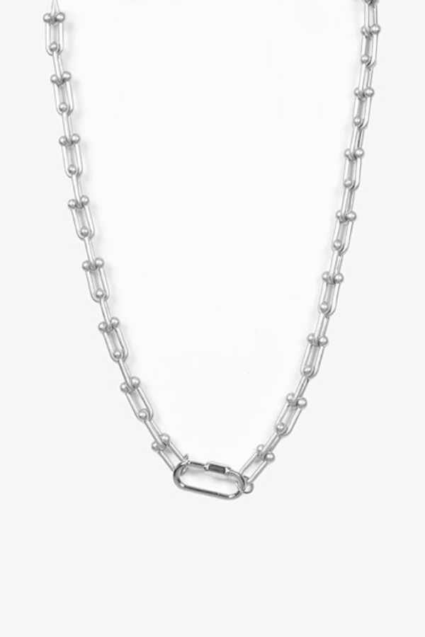 Antler D-Shackle Link Necklace - Silver