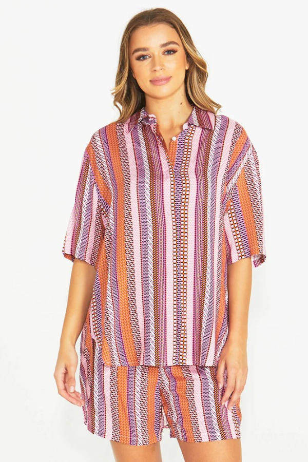 Sass Raquel Oversized Shirt - Aztec