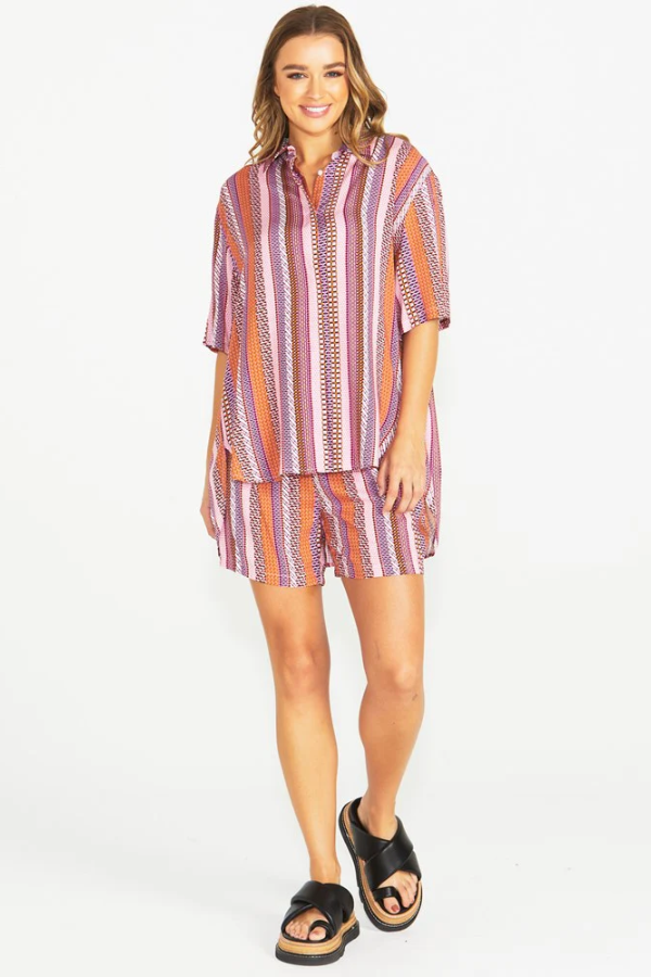 Sass Raquel Oversized Shirt - Aztec