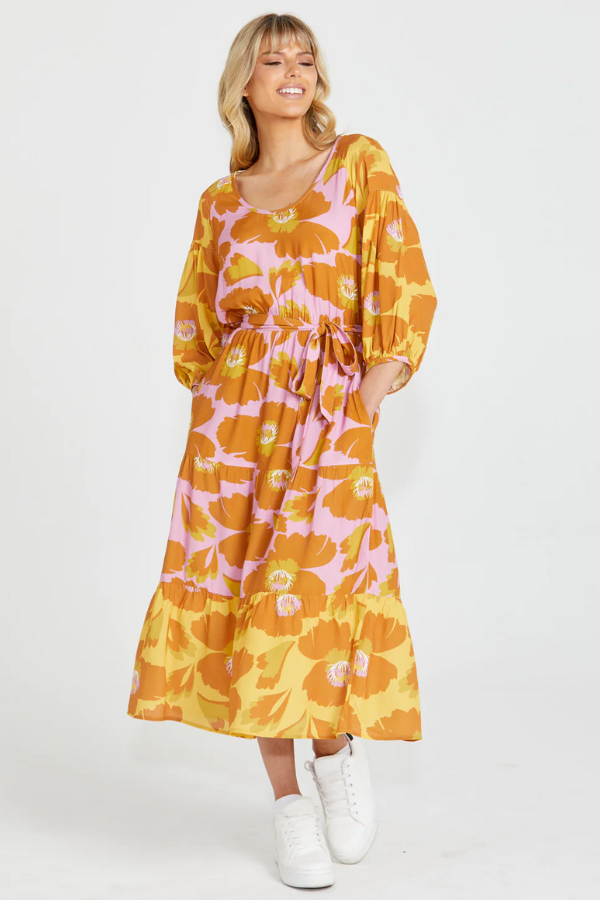 Sass Harper Tiered Midi Dress - Multi Floral