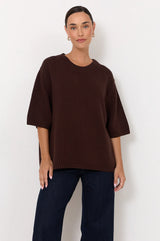 Adorne Brighton Oversized Knit Top - Chocolate