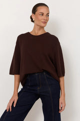 Adorne Brighton Oversized Knit Top - Chocolate