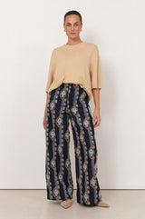Adorne Avalon Lightweight Denim Embroidered Pants