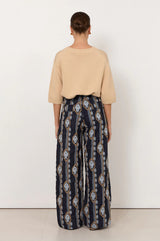 Adorne Avalon Lightweight Denim Embroidered Pants