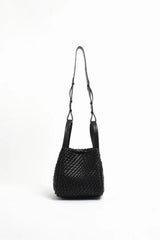 Adorne Woven Slouch Bucket Bag - Black