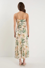 Among The Brave Hologram Bias Slip Midi Dress - Palm Breeze Print