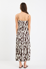 Among The Brave Relax Chocolate Geo Strappy Dress - Chocolate
