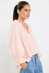 Ivy & Jack Rosewater Voile SS Tie front Top - Rosewater