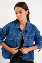 Among The Brave Echo Patch pocket Denim Jacket - Storm Blue