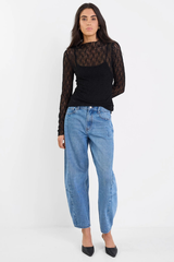 Among The Brave Giving Lace LS Top - Black