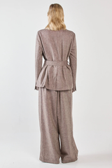 Sass Thalia Belted Blazer - Chocolate Birdseye Brown