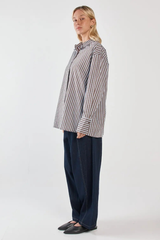 Sass Claudia Stripe Shirt - Choc/Blue