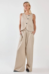 Sass Renee Paper Bag Pant - Beige Black Stripe