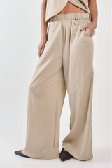 Sass Renee Paper Bag Pant - Beige Black Stripe