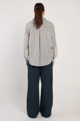 Fate & Becker Paloma Striped Embroidered Shirt - Blue Stripe