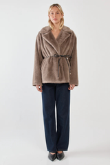 Sass Vivi Fur Jacket - Dark Olive Green